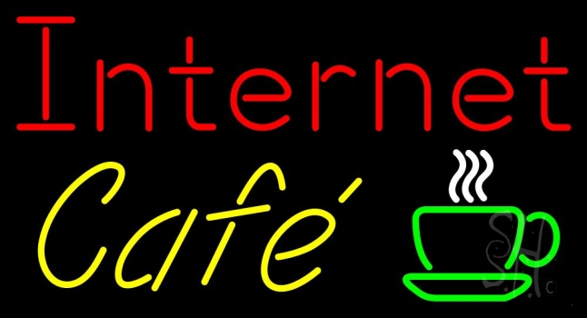 Internet Cafe With Coffee Cup LED Neon Sign