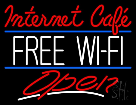 Internet Cafe Free Wifi Open LED Neon Sign
