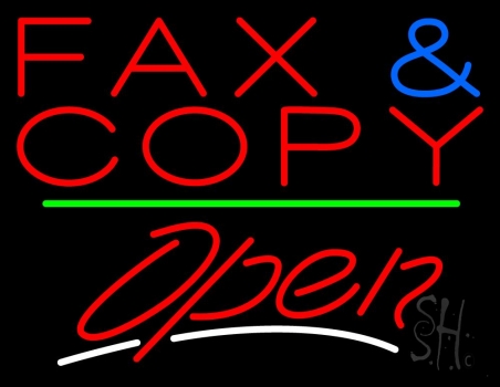 Fax And Copy Open 3 LED Neon Sign
