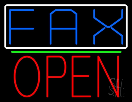 Fax With White Border With Open 1 LED Neon Sign