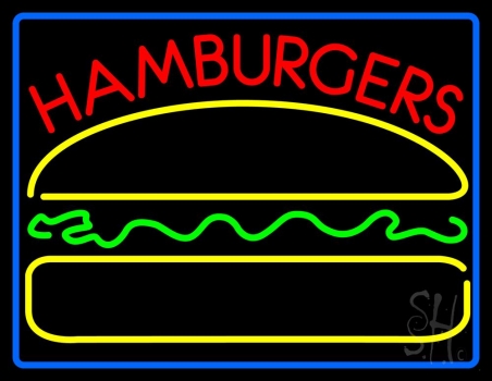 Red Hamburgers With Logo LED Neon Sign