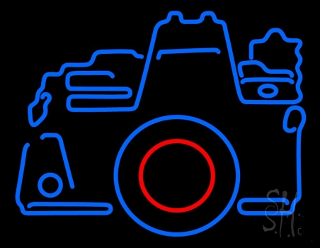 Blue Camera Logo LED Neon Sign