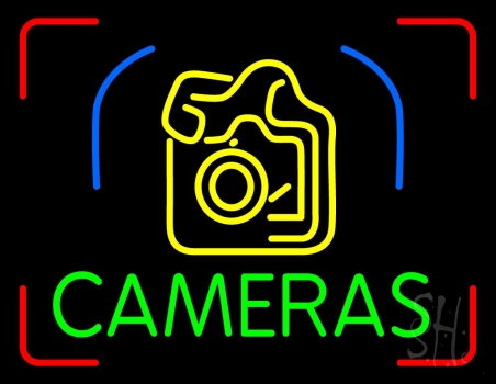 Blue Cameras With Logo LED Neon Sign