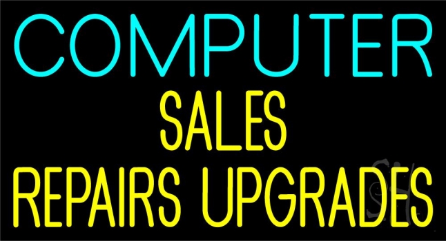 Double Stroke Computer Sales Repair Upgrades 2 LED Neon Sign