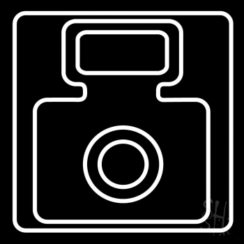 White Camera Black BackgLED Neon Sign
