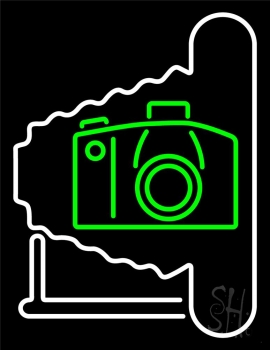 Red The Camera Shop Block LED Neon Sign