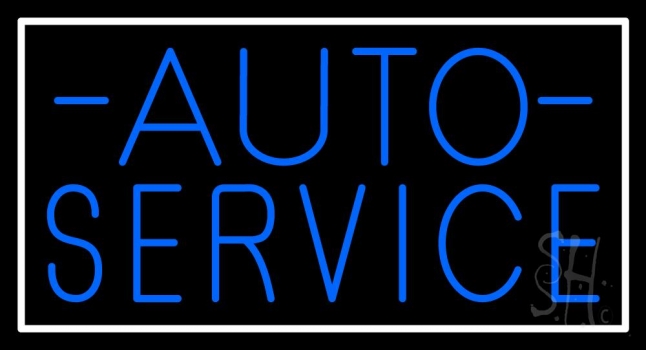 Auto Service Block White Border LED Neon Sign