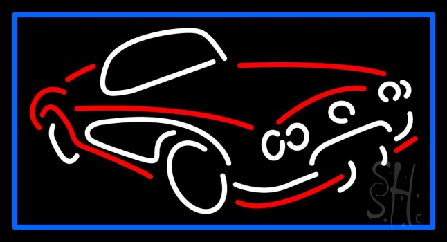 Car Logo Blue Border LED Neon Sign