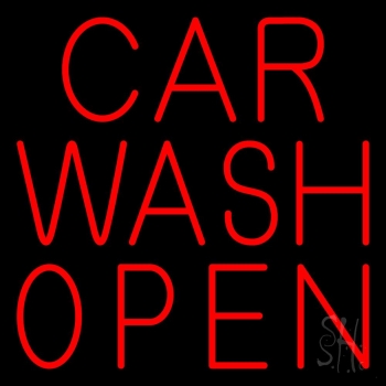 Red Car Wash Open LED Neon Sign