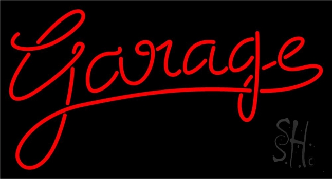Red Cursive Garage LED Neon Sign