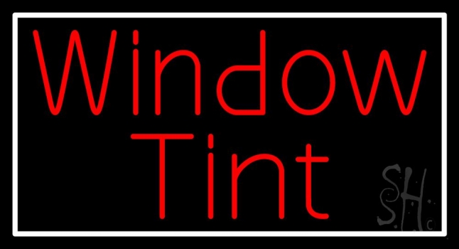 Red Window Tint White Border LED Neon Sign