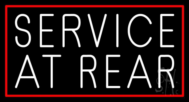 White Service At Rear Red Border LED Neon Sign