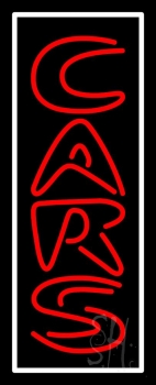 Red Vertical Cars With White Border LED Neon Sign