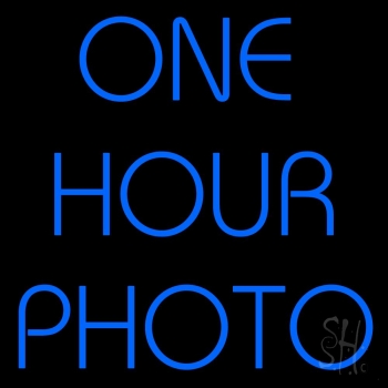 Blue One Hour Photo LED Neon Sign
