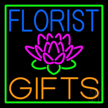 Florists Gifts Green Border LED Neon Sign