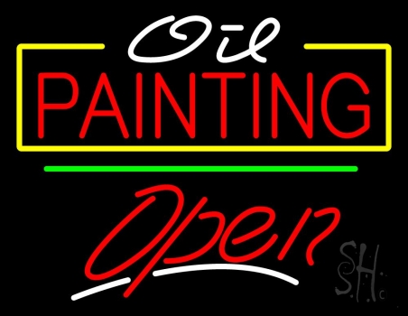 Oil Painting Green Line Open LED Neon Sign