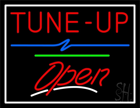 Tune Up Open Green Line LED Neon Sign