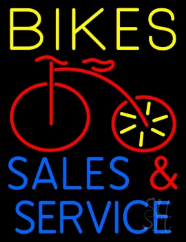 Yellow Bikes Blue Sales And Service LED Neon Sign
