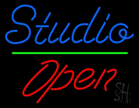 Blue Studio Red Open 2 LED Neon Sign