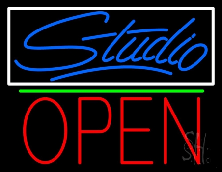 Blue Studio With Open 1 LED Neon Sign