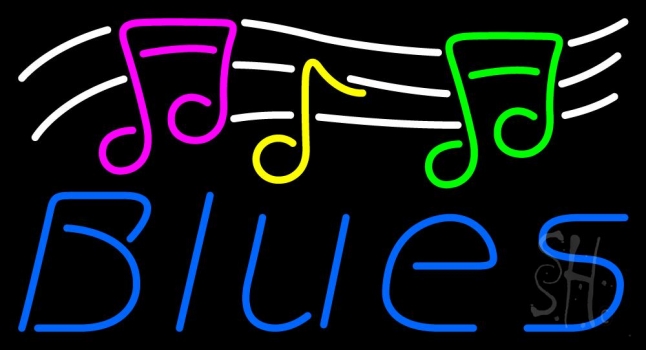 Blues With Musical Note 1 LED Neon Sign