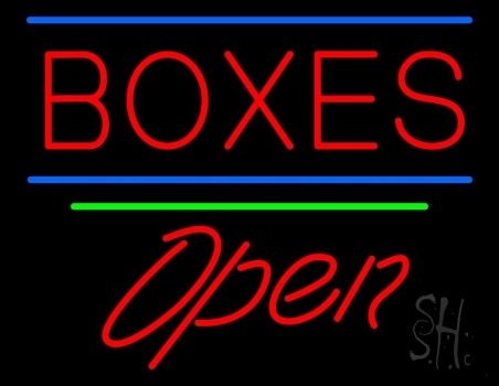Boxes Double Line Open Green Line LED Neon Sign