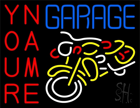 Custom Garage With Bike Logo 2 LED Neon Sign