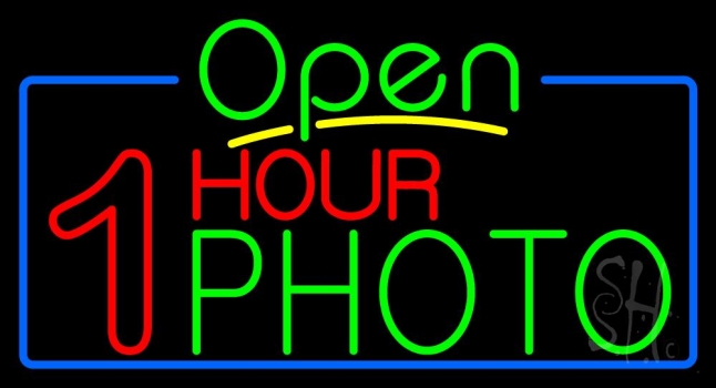 One Hour Photo Open LED Neon Sign