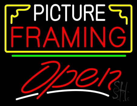 Picture Framing With Frame Open 3 Logo LED Neon Sign