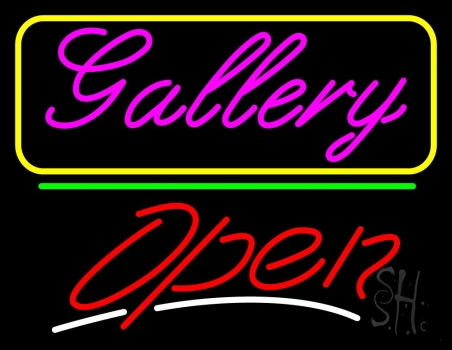 Pink Cursive Gallery With Open 3 LED Neon Sign