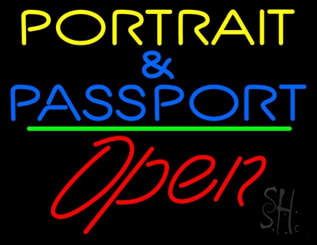 Portrait And Passport With Open 2 LED Neon Sign
