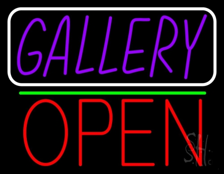 Purle Gallery With Open 1 LED Neon Sign