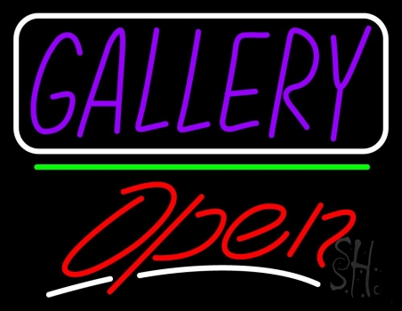 Purle Gallery With Open 3 LED Neon Sign