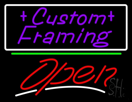 Purple Custom Framing With Open 3 LED Neon Sign