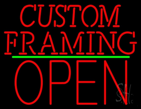 Red Custom Framing With Open 1 LED Neon Sign