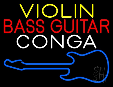Violin Bass Guitar Conga 1 LED Neon Sign