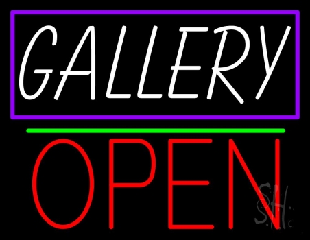 White Gallery With Border Open 1 LED Neon Sign