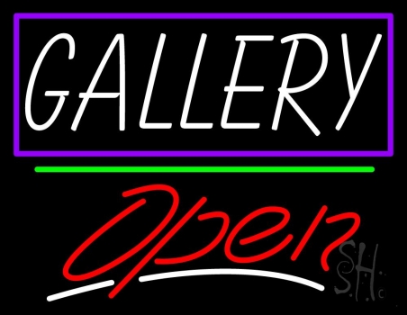 White Gallery With Border Open 3 LED Neon Sign