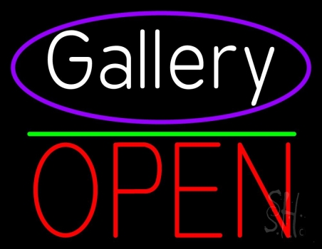 White Gallery With Open 1 LED Neon Sign