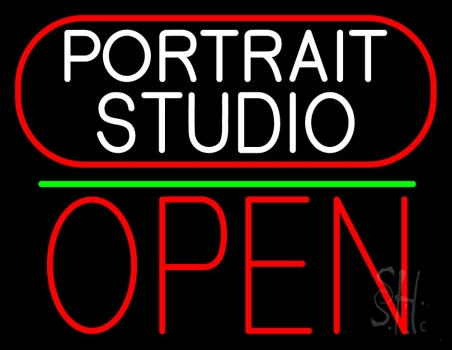 White Portrait Studio Open 1 LED Neon Sign