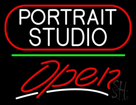 White Portrait Studio Open 3 LED Neon Sign