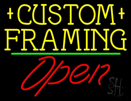 Yellow Custom Framing Open 2 LED Neon Sign