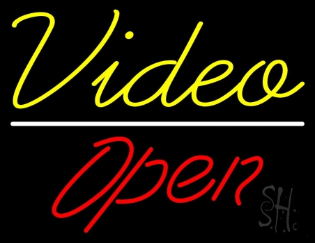 Yellow Video Open LED Neon Sign