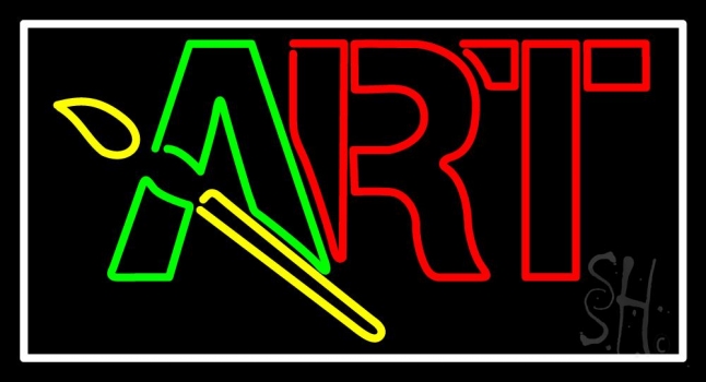 Block Art With Brush Logo 3 LED Neon Sign