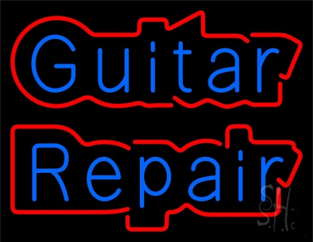Blue Guitar Repair 2 LED Neon Sign