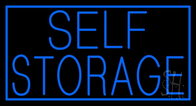 Blue Self Storage With Border LED Neon Sign