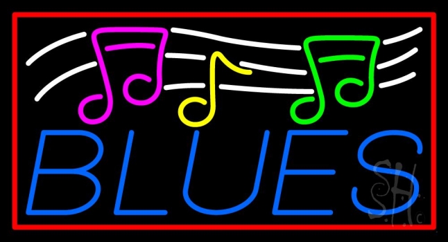 Blues With Musical Note 2 LED Neon Sign