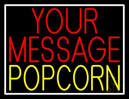 Custom Yellow Popcorn With White Border LED Neon Sign