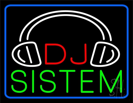 Dj System With Logo 3 LED Neon Sign