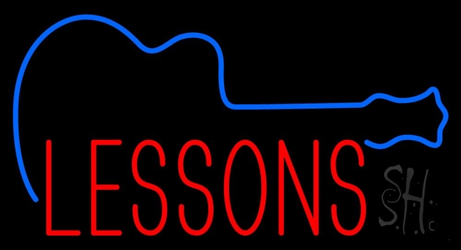 Guitar Lessons LED Neon Sign